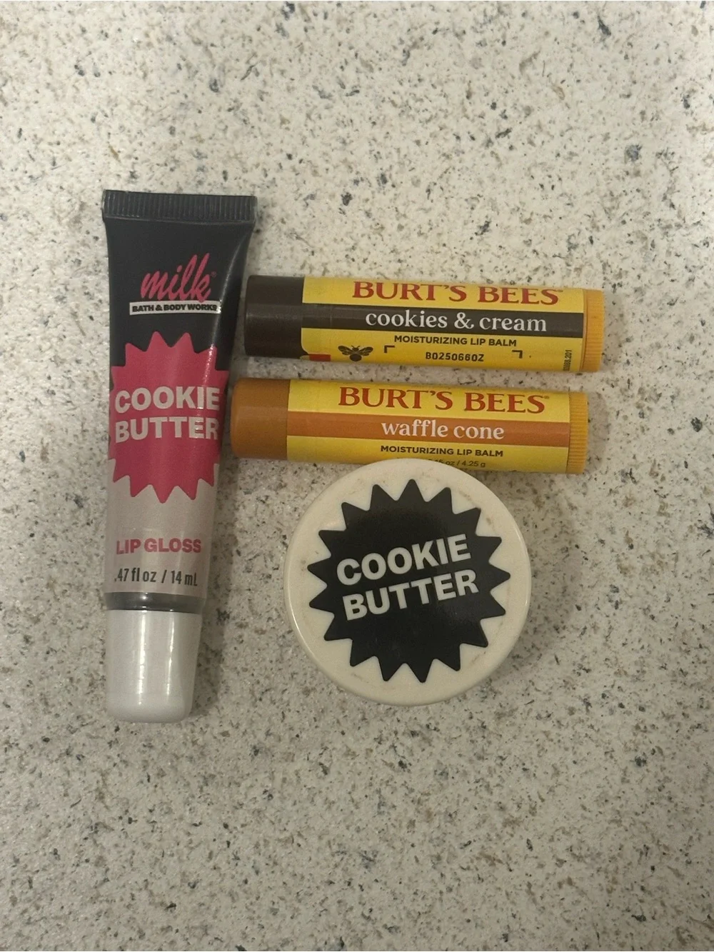 Milk Bar Cookie Butter Lip Gloss & Mask + Burt’s Bees Lip Balms